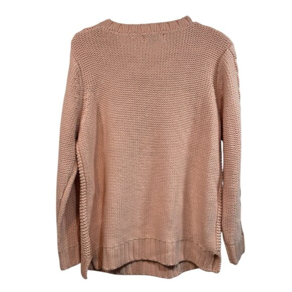 525 America Cable Knit Crewneck Sweater Womens M Cashmere Blend Chunky Pink - Picture 2 of 4